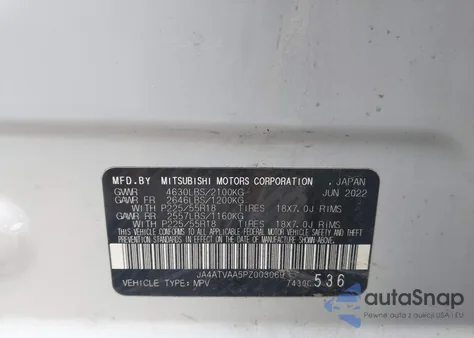 2023 Mitsubishi Eclipse Cross Le S-Awc/Ralliart S-Awc из США, поврежденный, VIN JA4ATVAA5PZ003069